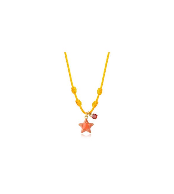 Collana Choker Gioielli Sagapò Joyful in cordino arancione con stella marina in acciaio SJF04