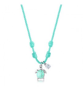 Collana Choker Gioielli Sagapò Joyful in cordino azzurro con tartaruga in acciaio SJF01