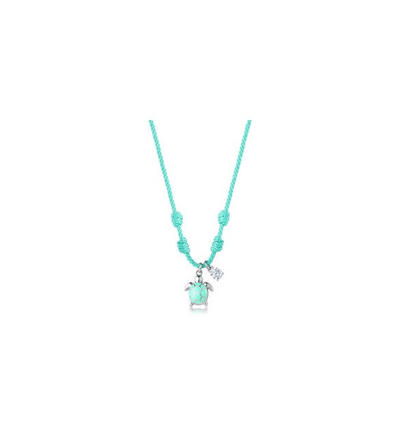 Collana Choker Gioielli Sagapò Joyful in cordino azzurro con tartaruga in acciaio SJF01