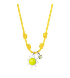 Collana Choker Gioielli Sagapò Joyful in cordino giallo con sole in acciaio SJF03