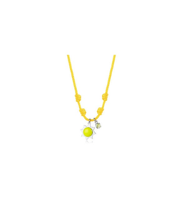 Collana Choker Gioielli Sagapò Joyful in cordino giallo con sole in acciaio SJF03