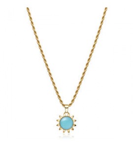 Collana Gioielli Sagapò Glowy in acciaio dorato con sole azzurro SGW03