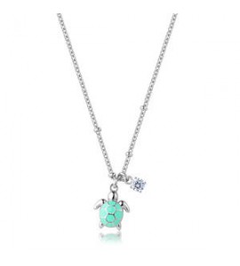 Collana Gioielli Sagapò Joyful in acciaio con tartaruga azzurra SJF05