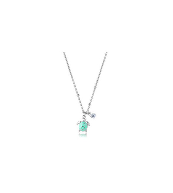 Collana Gioielli Sagapò Joyful in acciaio con tartaruga azzurra SJF05