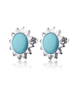 Orecchini Gioielli Sagapò Glowy in acciaio con sole azzurro SGW21
