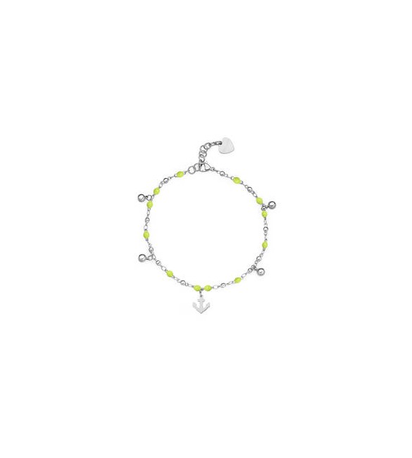 Cavigliera Gioielli Sagapò Vibes in acciaio con Ancora smalto giallo svb62