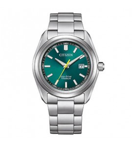 Orologio Solo Tempo Uomo Citizen Eco Drive Super Titanio 1900 verde aw1900-50x
