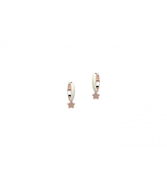 Orecchini Cerchio Bambina Gioielli Nanan Bijou Stella argento rosato smalto bianco nan0324