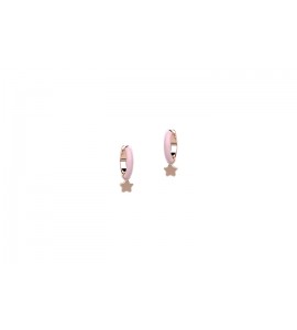 Orecchini Cerchio Bambina Gioielli Nanan Bijou Stella argento rosato smalto rosa nan0325