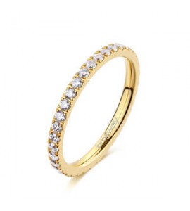 Anello Donna Gioielli Brosway Desideri in acciaio dorato con zirconi bianchi misura 16 BEIA006C