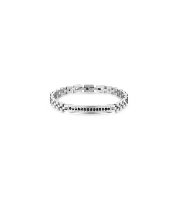 Bracciale Gioielli Brosway Riptide in acciaio maglia con piastra e zirconi BTD062
