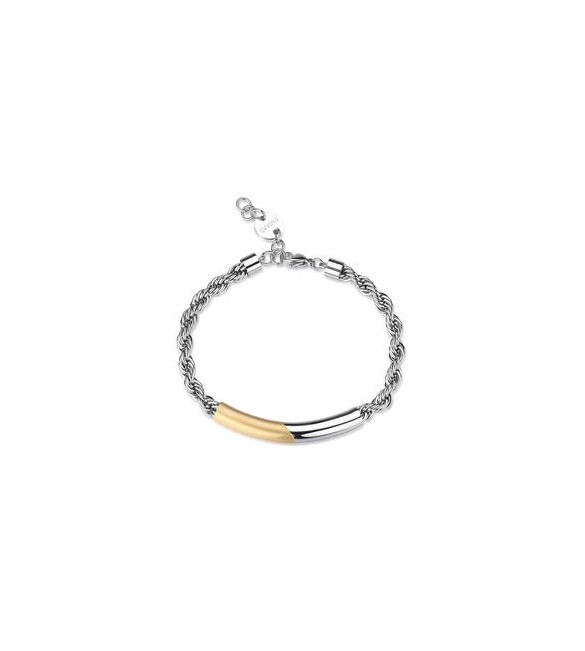 Bracciale Gioielli S\'Agapò Bound in acciaio piastra centrale bicolore satinata sbd12