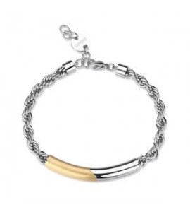 Bracciale Gioielli S\'Agapò Bound in acciaio piastra centrale bicolore satinata sbd12