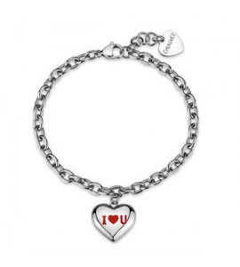 Bracciale Gioielli Sagapò Be My Always in acciaio con Cuore e incisione I love you SBM99