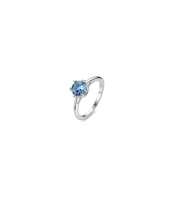 Anello Donna Gioielli S\'Agapò Dazzly in acciaio con cristallo acquamarina misura 12 sdz181b