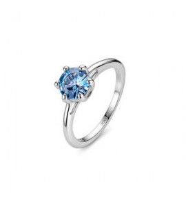 Anello Donna Gioielli S\'Agapò Dazzly in acciaio con cristallo acquamarina misura 14 sdz181c
