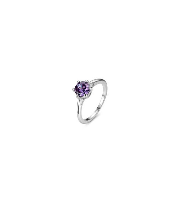 Anello Donna Gioielli S\'Agapò Dazzly in acciaio con cristallo ametista misura 12 sdz180b