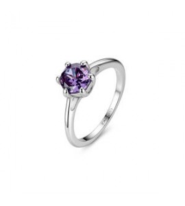 Anello Donna Gioielli S\'Agapò Dazzly in acciaio con cristallo ametista misura 12 sdz180b