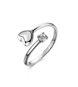 Anello Gioielli Sagapò Click in acciaio con Cuore e cristallo sck311