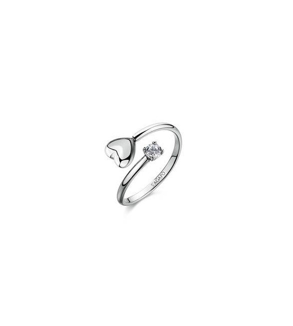 Anello Gioielli Sagapò Click in acciaio con Cuore e cristallo sck311