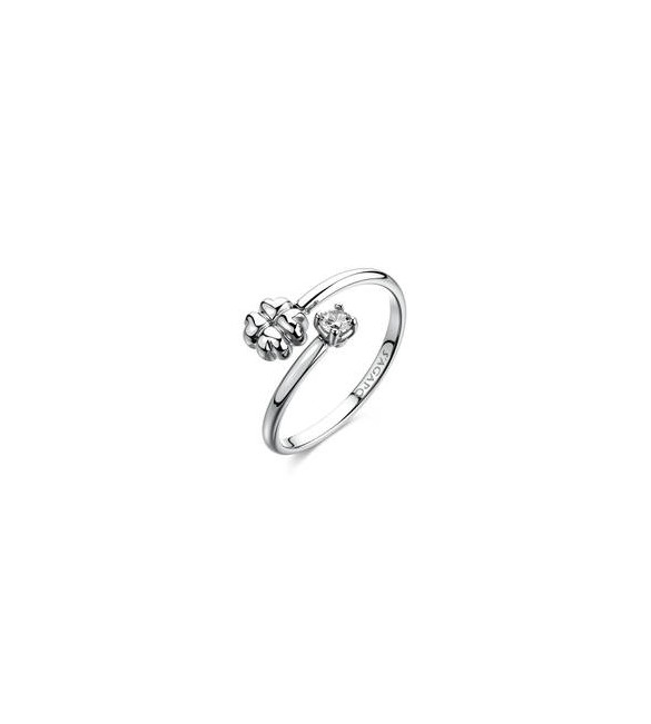 Anello Gioielli Sagapò Click in acciaio con quadrifoglio e cristallo sck313