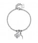 Bracciale Gioielli S\'Agapò Feelings in acciaio con quadrifoglio e cornetto sfe58