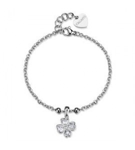 Bracciale Gioielli S\'Agapò Feelings in acciaio con quadrifoglio sfe56