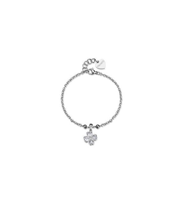Bracciale Gioielli S\'Agapò Feelings in acciaio con quadrifoglio sfe56