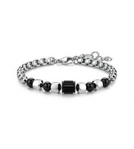 Bracciale Gioielli S\'Agapò Riot in acciaio e nero con sfere srt47