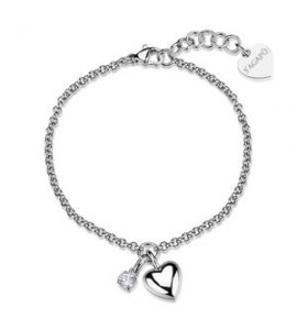 Bracciale Gioielli Sagapò Click in acciaio con Cuore e zircone SCK306