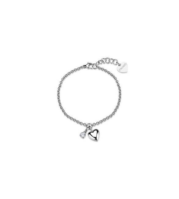 Bracciale Gioielli Sagapò Click in acciaio con Cuore e zircone SCK306