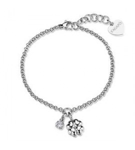 Bracciale Gioielli Sagapò Click in acciaio con Quadrifoglio e zircone SCK309