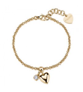 Bracciale Gioielli Sagapò Click in acciaio dorato con Cuore e zircone SCK307