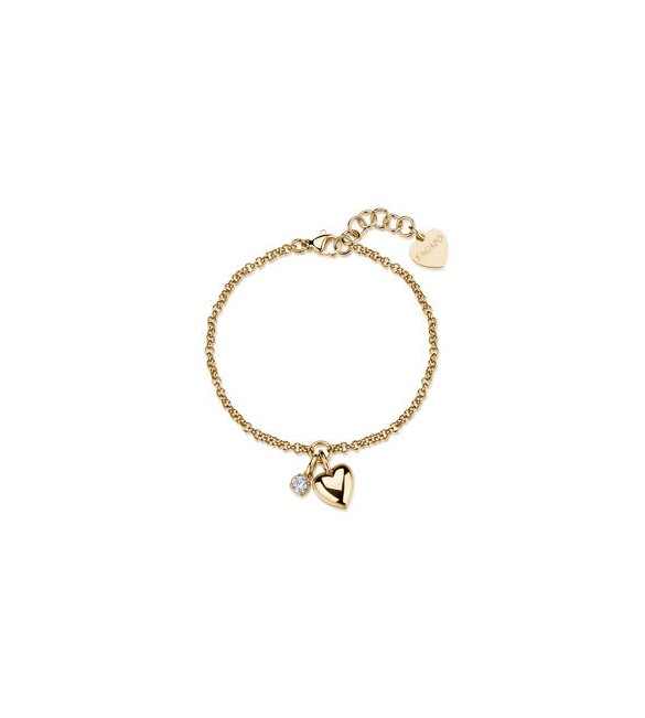 Bracciale Gioielli Sagapò Click in acciaio dorato con Cuore e zircone SCK307