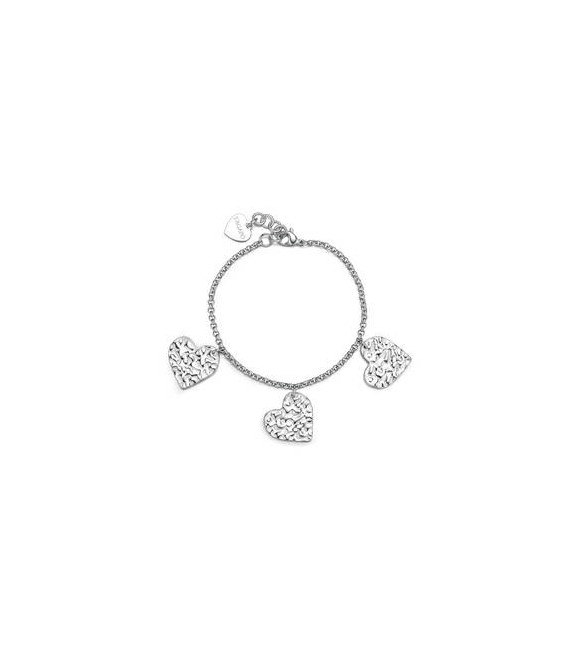 Bracciale Gioielli Sagapò Emotion in acciaio con tre Cuori martellati SMO17