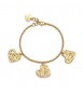 Bracciale Gioielli Sagapò Emotion in acciaio dorato con tre Cuori martellati SMO18