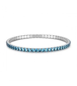 Bracciale Tennis Elastico Gioielli S\'Agapò Dazzly in acciaio con zirconi acquamarina misura A sdz174a