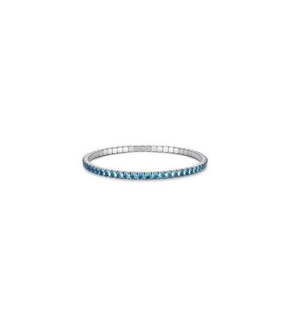 Bracciale Tennis Elastico Gioielli S\'Agapò Dazzly in acciaio con zirconi acquamarina misura B sdz174b