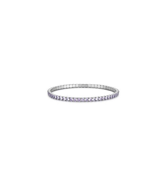 Bracciale Tennis Elastico Gioielli S\'Agapò Dazzly in acciaio con zirconi ametista misura B sdz176b