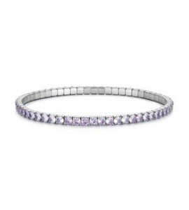Bracciale Tennis Elastico Gioielli S\'Agapò Dazzly in acciaio con zirconi ametista misura B sdz176b