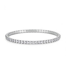 Bracciale Tennis Elastico Gioielli S\'Agapò Dazzly in acciaio con zirconi bianchi misura B sdz172b