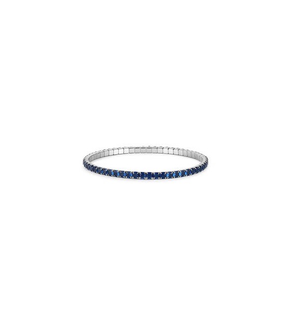Bracciale Tennis Elastico Gioielli S\'Agapò Dazzly in acciaio con zirconi blu misura B sdz177b