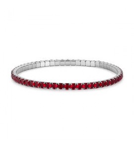 Bracciale Tennis Elastico Gioielli S\'Agapò Dazzly in acciaio con zirconi ruby misura B sdz173b
