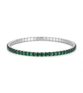 Bracciale Tennis Elastico Gioielli S\'Agapò Dazzly in acciaio con zirconi verde smeraldo misura A sdz175a
