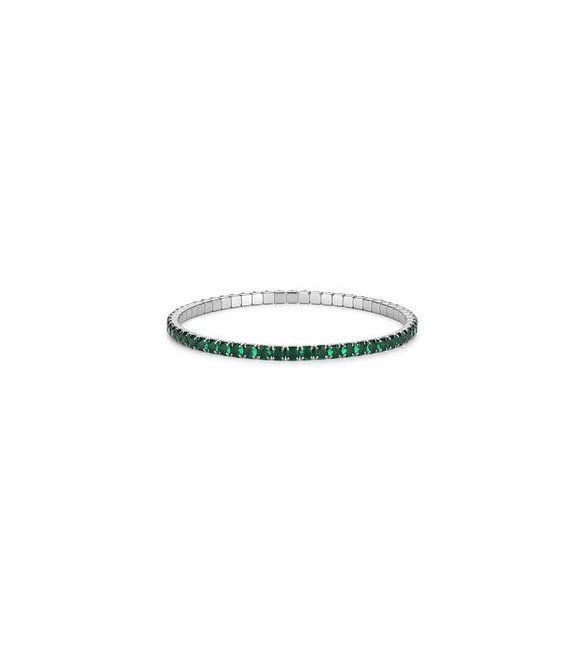 Bracciale Tennis Elastico Gioielli S\'Agapò Dazzly in acciaio con zirconi verde smeraldo misura B sdz175b