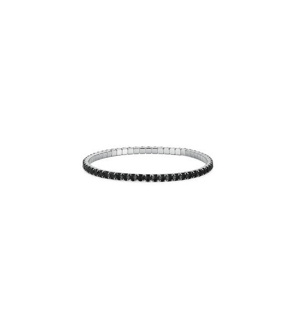 Bracciale Tennis Elastico Gioielli S\'Agapò Tricky in acciaio con zirconi neri misura A STK21A