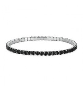 Bracciale Tennis Elastico Gioielli S\'Agapò Tricky in acciaio con zirconi neri misura A STK21A