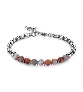 Bracciale Uomo Gioielli S\'Agapò Riot in acciaio e diaspro srt35