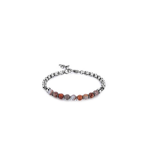 Bracciale Uomo Gioielli S\'Agapò Riot in acciaio e diaspro srt35