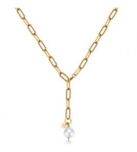 Collana a Y Gioielli Sagapò Gipsy in acciaio dorato con perla SGP04